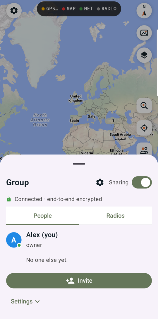 A new group, ready to invite