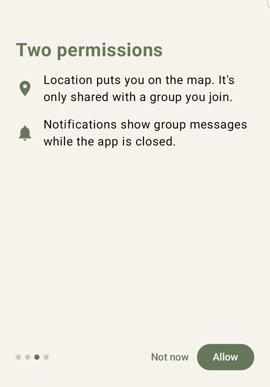 The permissions step